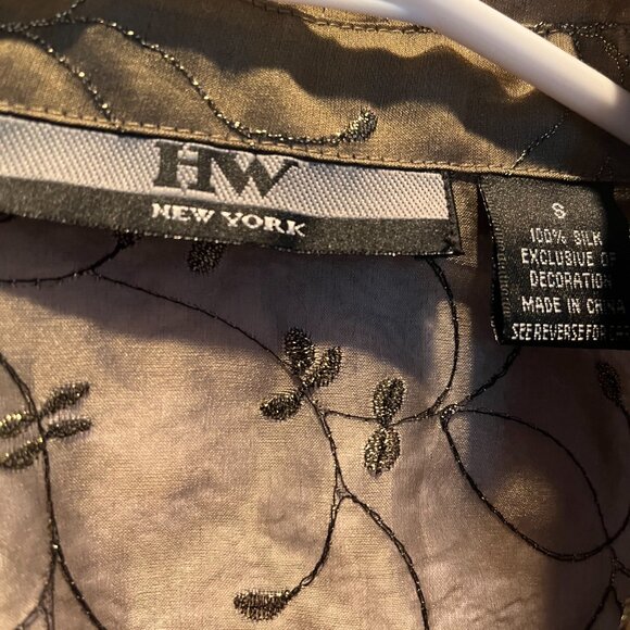 Woman Orgenza Embroidery and Sequins all over on front of the Shirt GOLD color - Picture 4 of 7